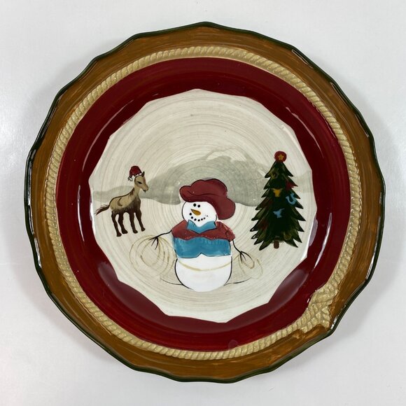 Sonoma Set 3 Happy Trails Holiday Plates 9" Ceramic China Desert Snowman Cactus - Picture 2 of 8